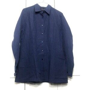 Vintage F. by Faconnable 100% Cotton Plaid Button Down Long Sleeve Large Blue